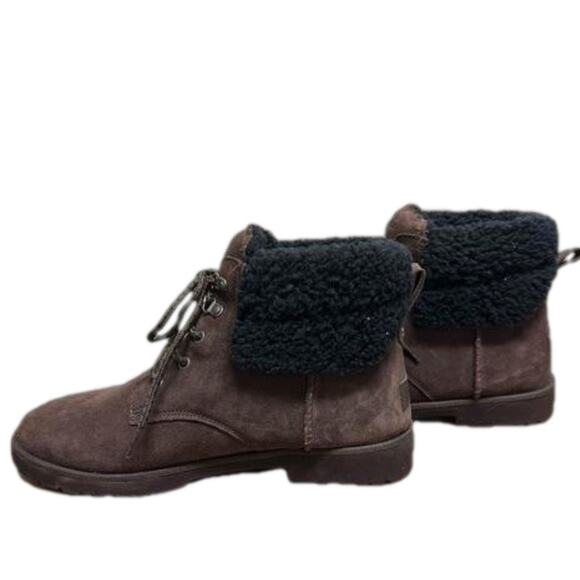 UGG Romely Heritage Lace Suede Wool Boots Brown Black Size 11 Water Repellent - Picture 4 of 13